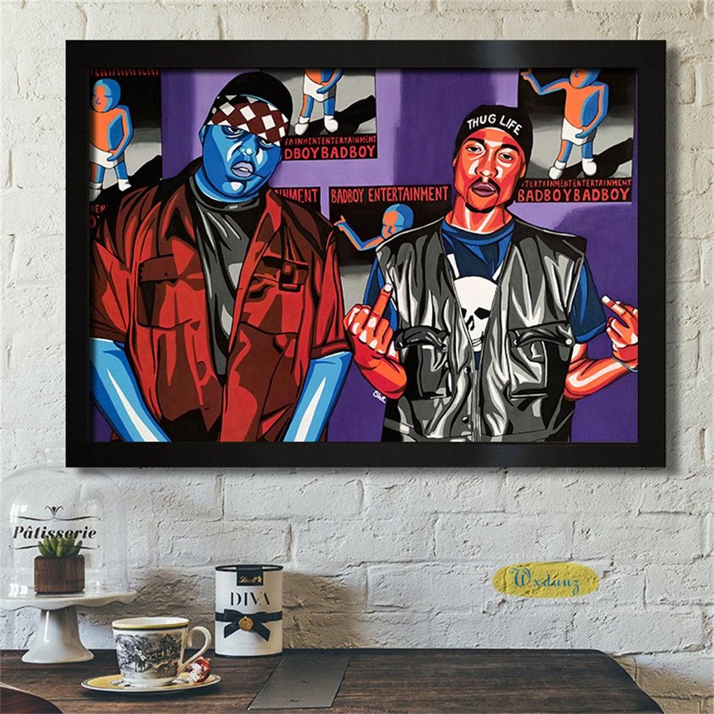 Tupac and Biggie Smalls Abstract Painting Poster - Aesthetic Wall Decor