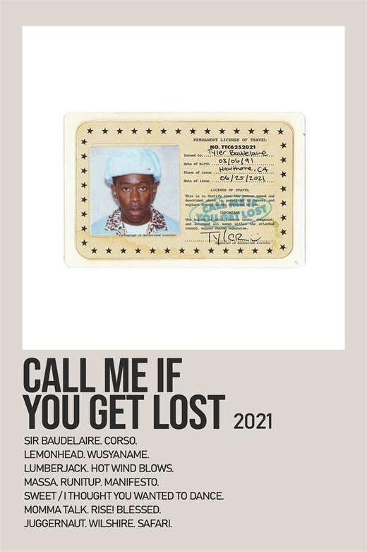Tyler The Creator Minimalist Call Me If You Get Lost Album Poster - Aesthetic Wall Decor