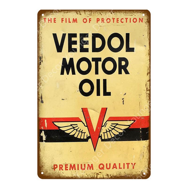 Veedol Motor Oil Mechanic Shop Wall Art Metal Sign - Aesthetic Wall Decor