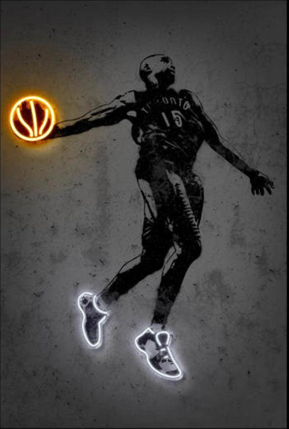 Vince Carter NBA Neon Effect Wall Art Poster - Aesthetic Wall Decor