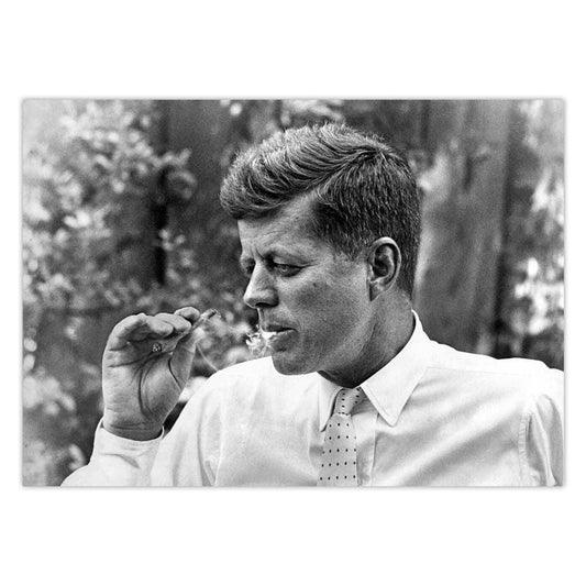 Vintage John F. Kennedy Smoking Cigar Wall Art Poster - Aesthetic Wall Decor