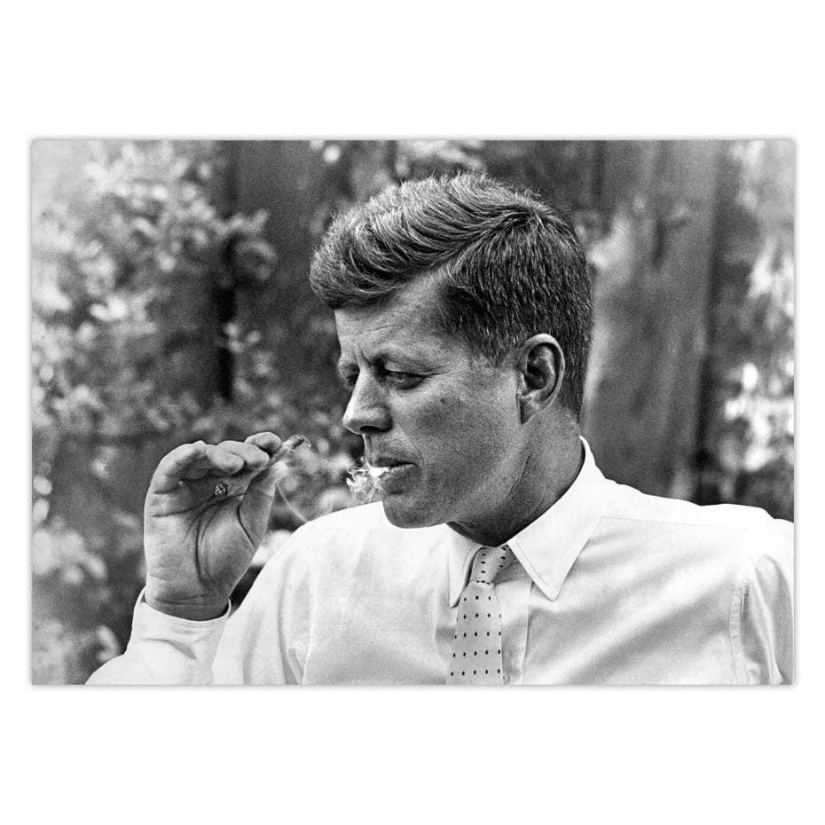 Vintage John F. Kennedy Smoking Cigar Wall Art Poster - Aesthetic Wall Decor