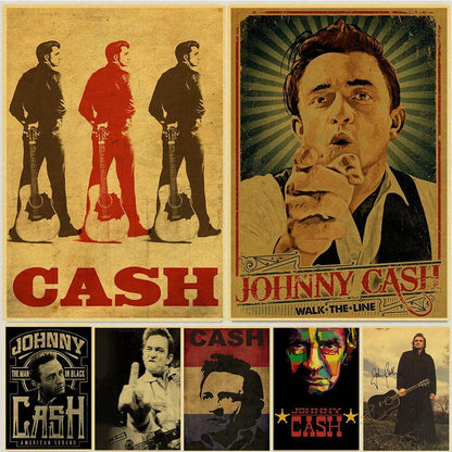 Vintage Johnny Cash Wall Art Posters - Aesthetic Wall Decor