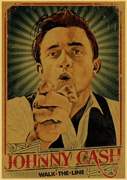 Vintage Johnny Cash Wall Art Posters - Aesthetic Wall Decor
