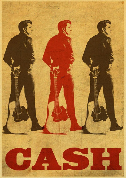 Vintage Johnny Cash Wall Art Posters - Aesthetic Wall Decor