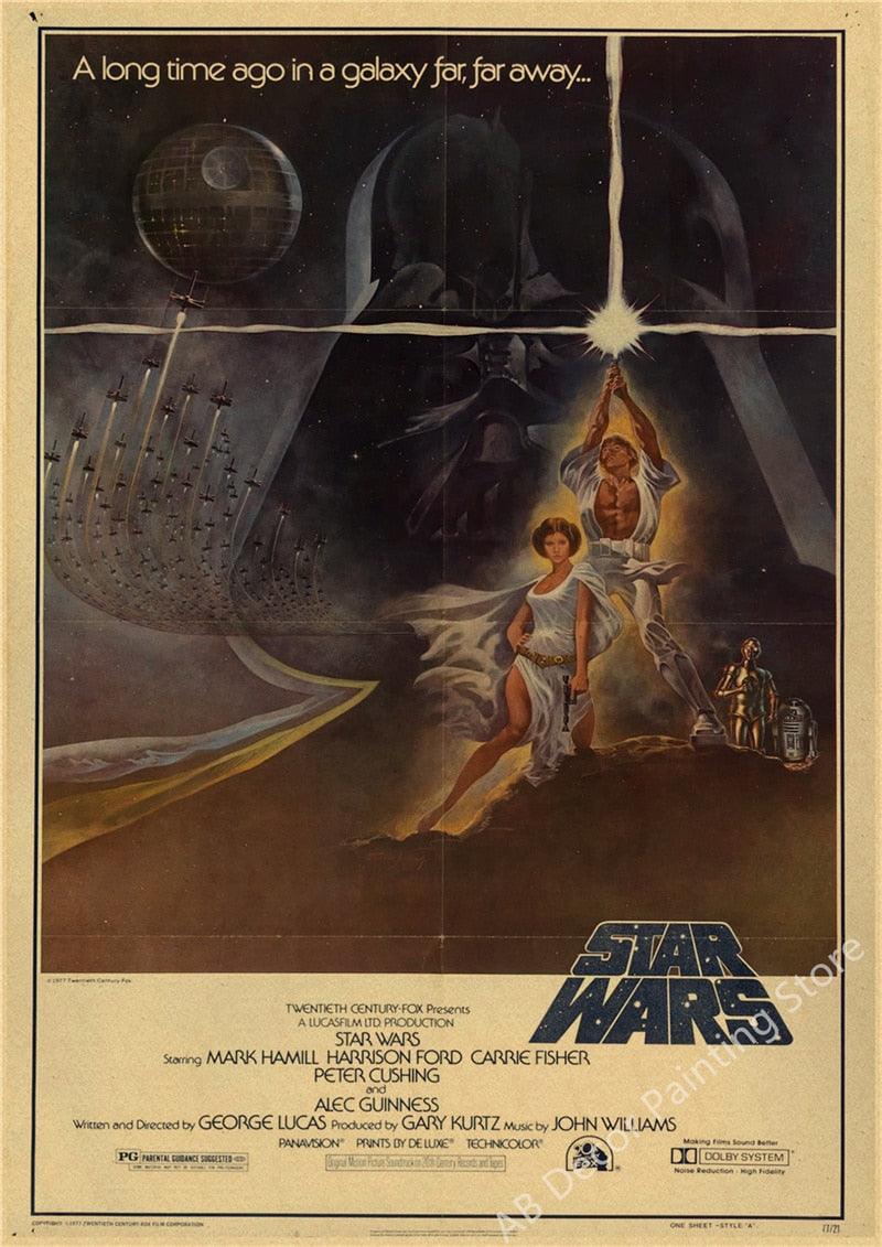 Vintage Star Wars: A New Hope 70s Movie Wall Art Poster - Aesthetic Wall Decor