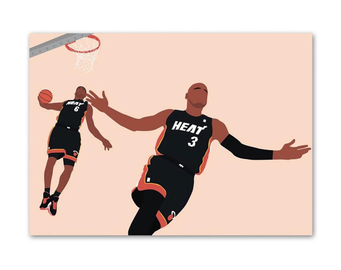 Wade to Lebron Miami Heat NBA Wall Art Faceless Minimalist Poster - Aesthetic Wall Decor