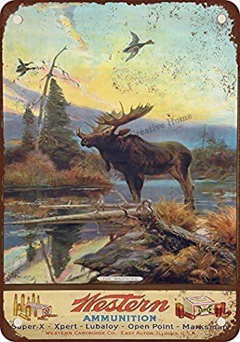 Western Ammo Moose Ad Metal Sign - Aesthetic Wall Decor