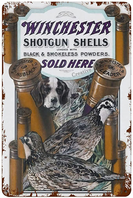 Winchester Black and Smokeless Shells Gun Brand Wall Art Metal Sign - Aesthetic Wall Decor