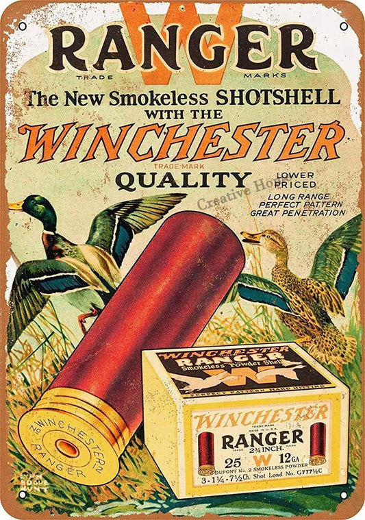 Winchester The New Smokeless Shotshell Firearm Brand Wall Art Metal Sign - Aesthetic Wall Decor