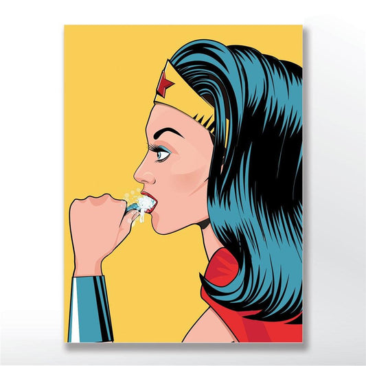 Wonder Woman Tooth Brush Bathroom Poster - Aesthetic Wall Decor