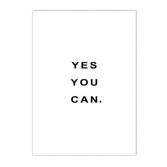 Yes You Can Motivational Phrase Poster - Aesthetic Wall Decor