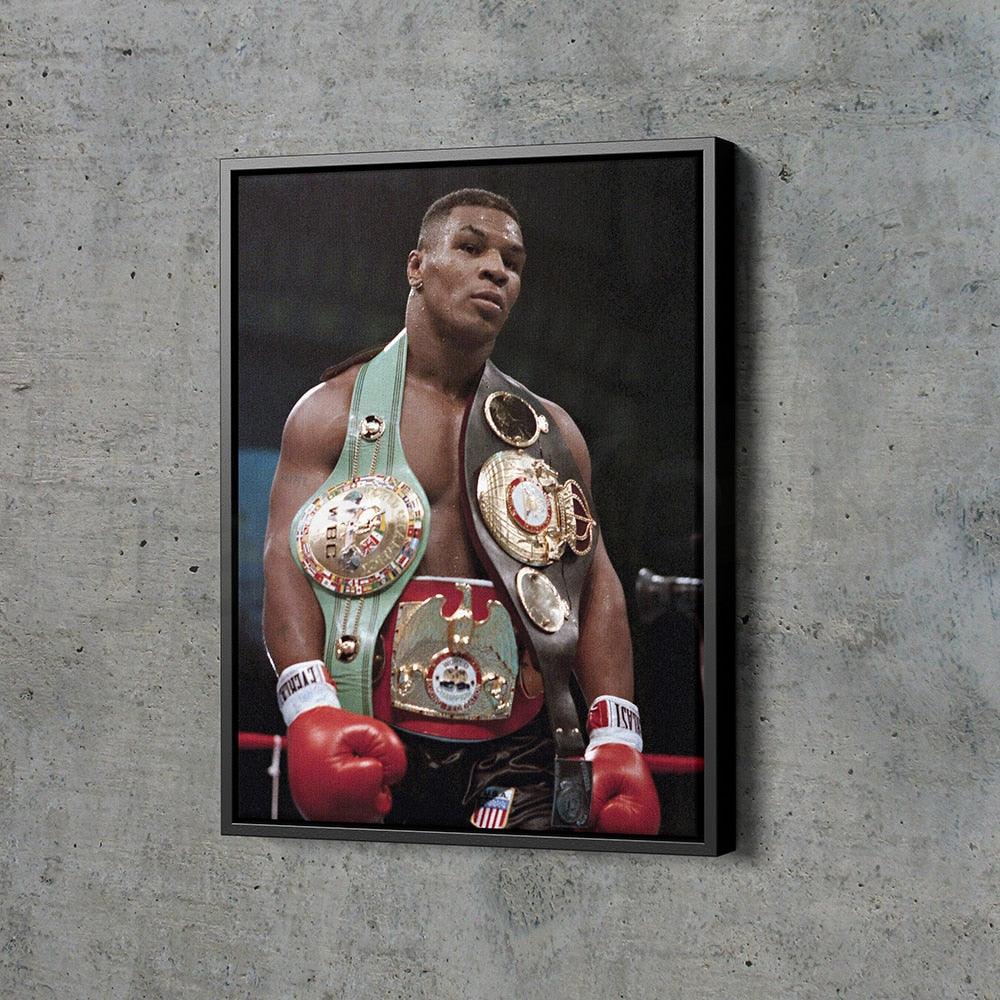 Young Mike Tyson Champion Belts Boxing Wall Art Poster - Aesthetic Wall Decor